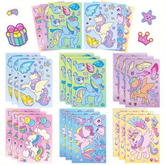 6pcs Face Changing Stickers Puzzle DIY Rainbow Horse Stickers