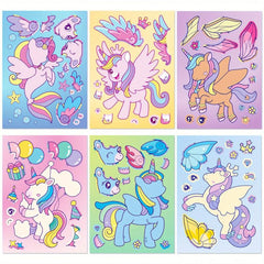 6pcs Face Changing Stickers Puzzle DIY Rainbow Horse Stickers