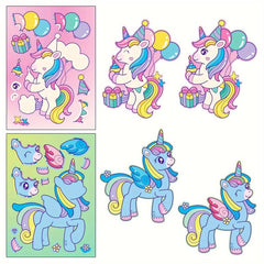 6pcs Face Changing Stickers Puzzle DIY Rainbow Horse Stickers