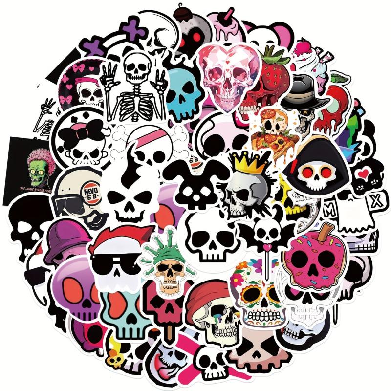 50pcs Skull Waterproof Vinyl Stickers For Water Bottle Laptop
