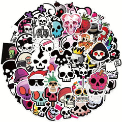 50pcs Skull Waterproof Vinyl Stickers For Water Bottle Laptop