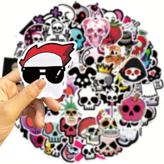 50pcs Skull Waterproof Vinyl Stickers For Water Bottle Laptop