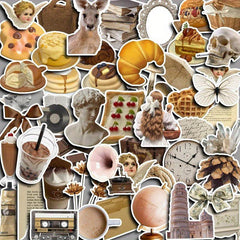 50pcs Brown Milk Coffee Waterproof Vinyl Stickers for Water Bottle Laptops