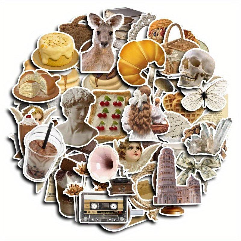 50pcs Brown Milk Coffee Waterproof Vinyl Stickers for Water Bottle Laptops