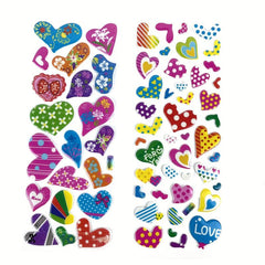 12pcs Pink 3D Love Heart Bubble Stickers Pack - Reward Stickers Decor