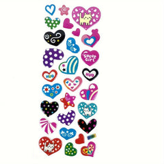12pcs Pink 3D Love Heart Bubble Stickers Pack - Reward Stickers Decor