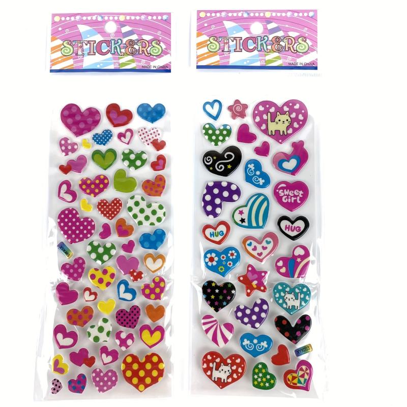 12pcs Pink 3D Love Heart Bubble Stickers Pack - Reward Stickers Decor