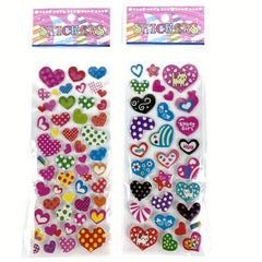 12pcs Pink 3D Love Heart Bubble Stickers Pack - Reward Stickers Decor