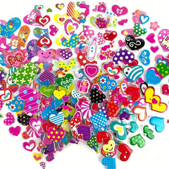 12pcs Pink 3D Love Heart Bubble Stickers Pack - Reward Stickers Decor