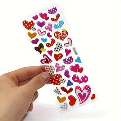 12pcs Pink 3D Love Heart Bubble Stickers Pack - Reward Stickers Decor