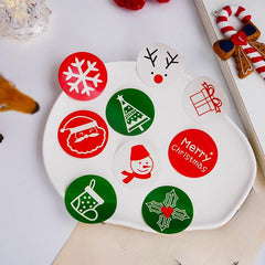 Christmas Red Green Round Decorative Self-adhesive Baking Stickers