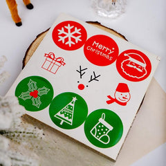 Christmas Red Green Round Decorative Self-adhesive Baking Stickers