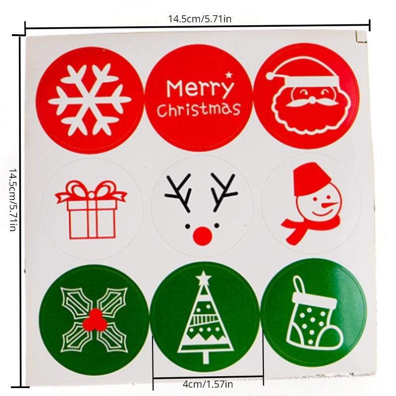 Christmas Red Green Round Decorative Self-adhesive Baking Stickers