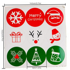 Christmas Red Green Round Decorative Self-adhesive Baking Stickers