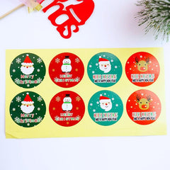Christmas Red Green Round Decorative Self-adhesive Baking Stickers