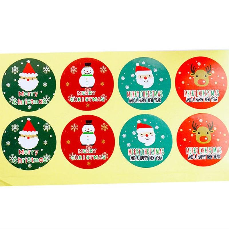 Christmas Red Green Round Decorative Self-adhesive Baking Stickers