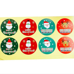 Christmas Red Green Round Decorative Self-adhesive Baking Stickers