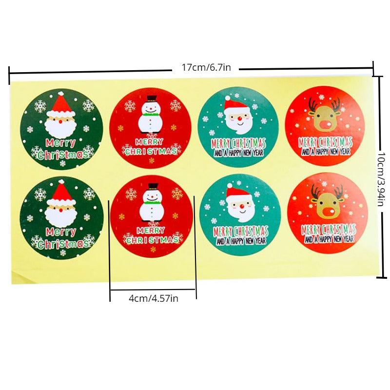 Christmas Red Green Round Decorative Self-adhesive Baking Stickers