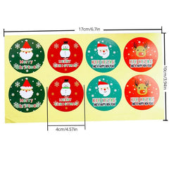 Christmas Red Green Round Decorative Self-adhesive Baking Stickers