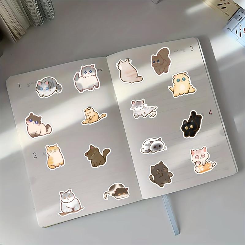 50pcs Cartoon Cat Stickers for Water Bottles Laptops Phones