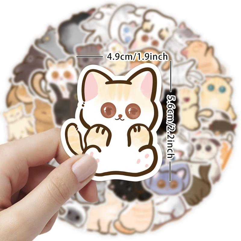 50pcs Cartoon Cat Stickers for Water Bottles Laptops Phones