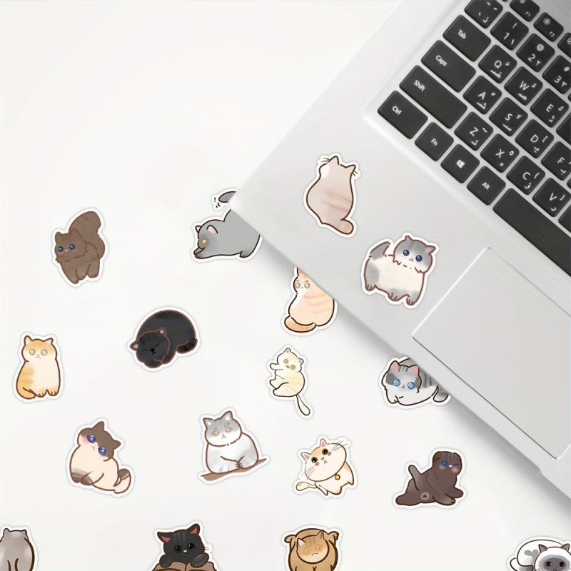 50pcs Cartoon Cat Stickers for Water Bottles Laptops Phones