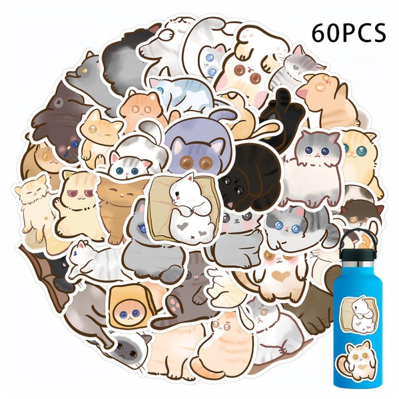 50pcs Cartoon Cat Stickers for Water Bottles Laptops Phones