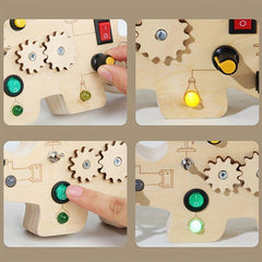 Wooden Dino Light Switch Sensory Board Montessori Toy For Toddler