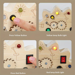 Wooden Dino Light Switch Sensory Board Montessori Toy For Toddler