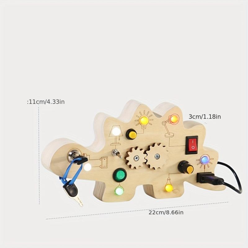Wooden Dino Light Switch Sensory Board Montessori Toy For Toddler