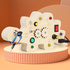 Wooden Dino Light Switch Sensory Board Montessori Toy For Toddler
