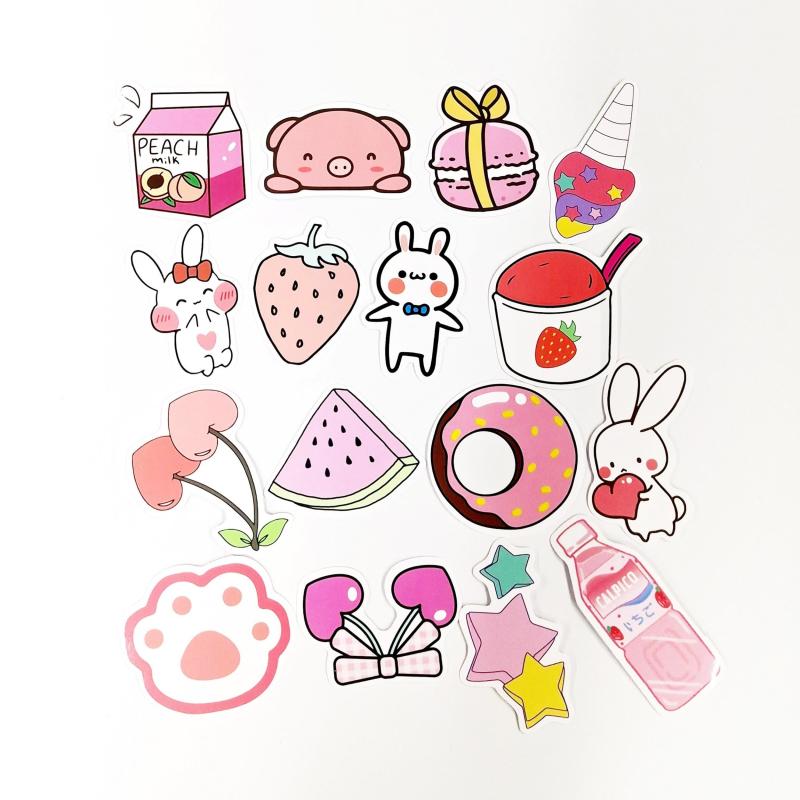 50pcs Cartoon Rabbit Self-adhesive Stickers for Bottles Laptops Skateboards