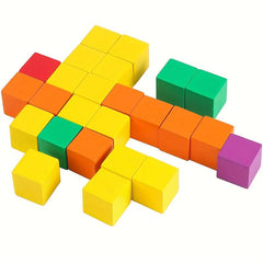 Wooden Building Block Set for Kids - Montessori Math Teaching Aid