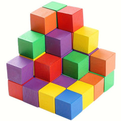 Wooden Building Block Set for Kids - Montessori Math Teaching Aid