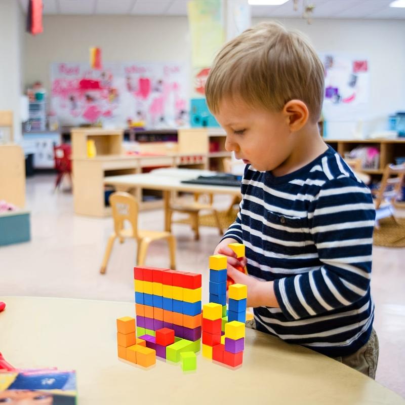 Wooden Building Block Set for Kids - Montessori Math Teaching Aid