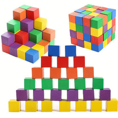 Wooden Building Block Set for Kids - Montessori Math Teaching Aid