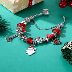 Christmas Santa Claus Bracelet Beaded Charm Bangle