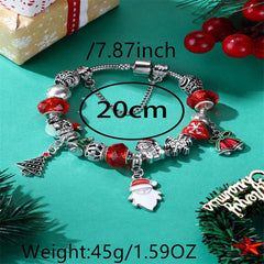 Christmas Santa Claus Bracelet Beaded Charm Bangle