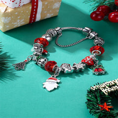 Christmas Santa Claus Bracelet Beaded Charm Bangle