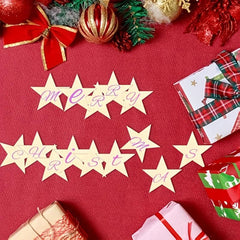 10pcs Wooden Star Decorations - Christmas Parties & DIY Crafts - Wood Slices 2in