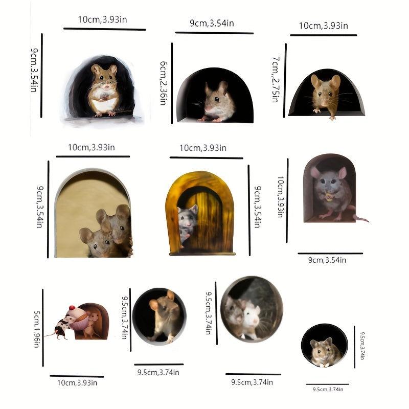Cartoon Mouse Hole Stickers - Fun Twist for Home Decor