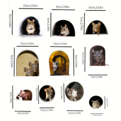 Cartoon Mouse Hole Stickers - Fun Twist for Home Decor
