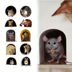 Cartoon Mouse Hole Stickers - Fun Twist for Home Decor