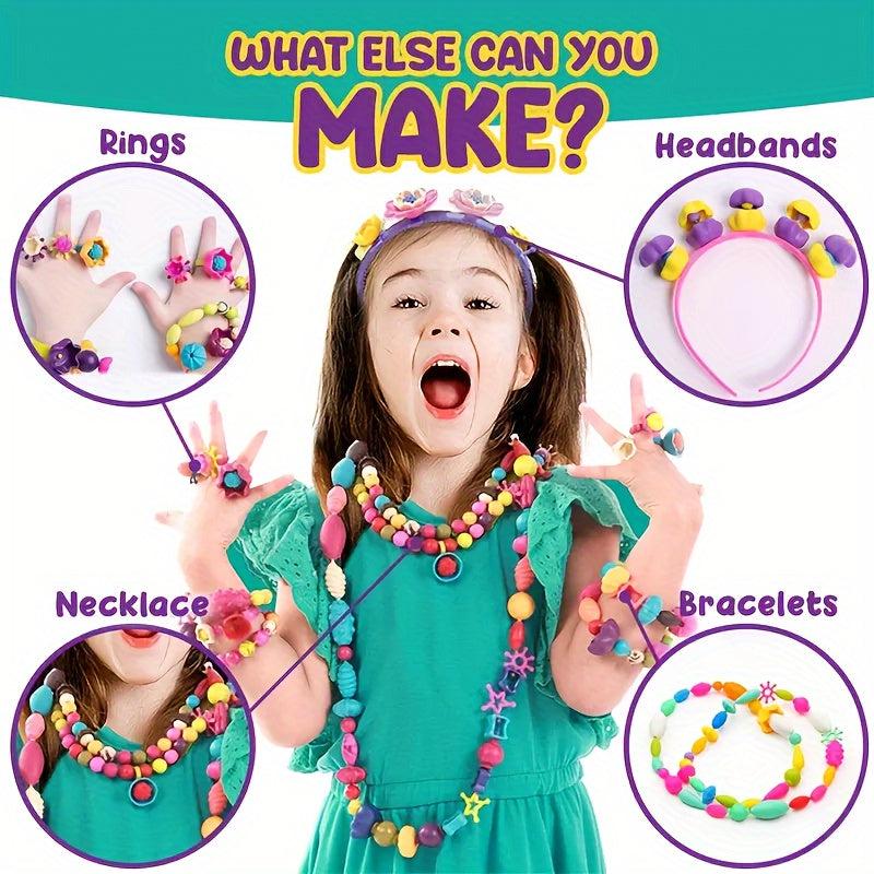 Beaded Popper Beads DIY Jewelry Kit - Perfect Gift for Kids