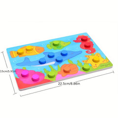 Wooden Puzzle Jigsaw Toy Montessori Baby Toys Wood Cartoon Animal Puzzles