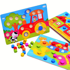 Wooden Puzzle Jigsaw Toy Montessori Baby Toys Wood Cartoon Animal Puzzles