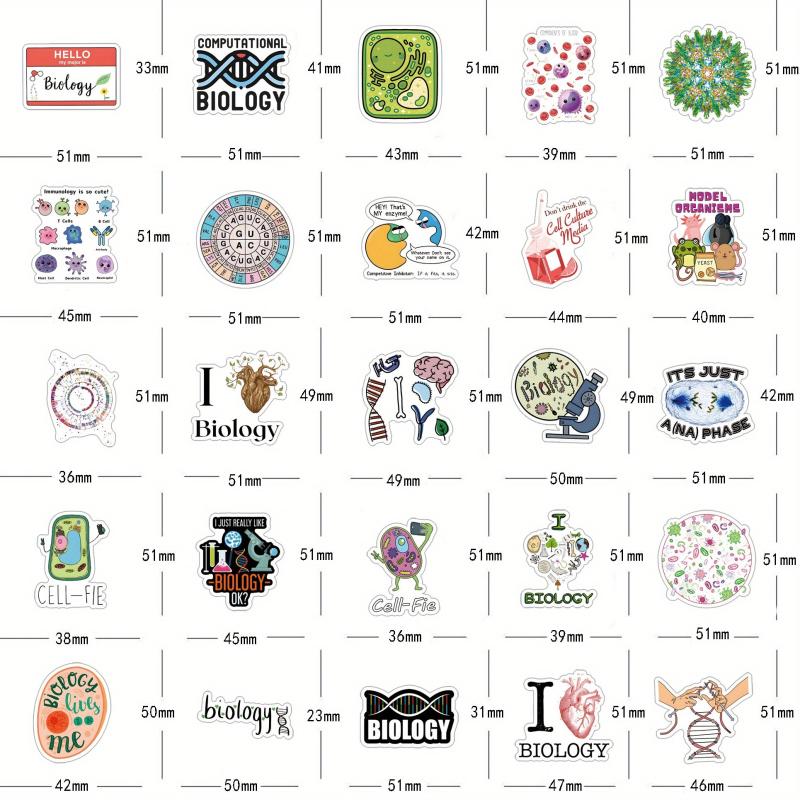 61pcs Biology Stickers Cartoon Aesthetics Vinyl Waterproof Stickers