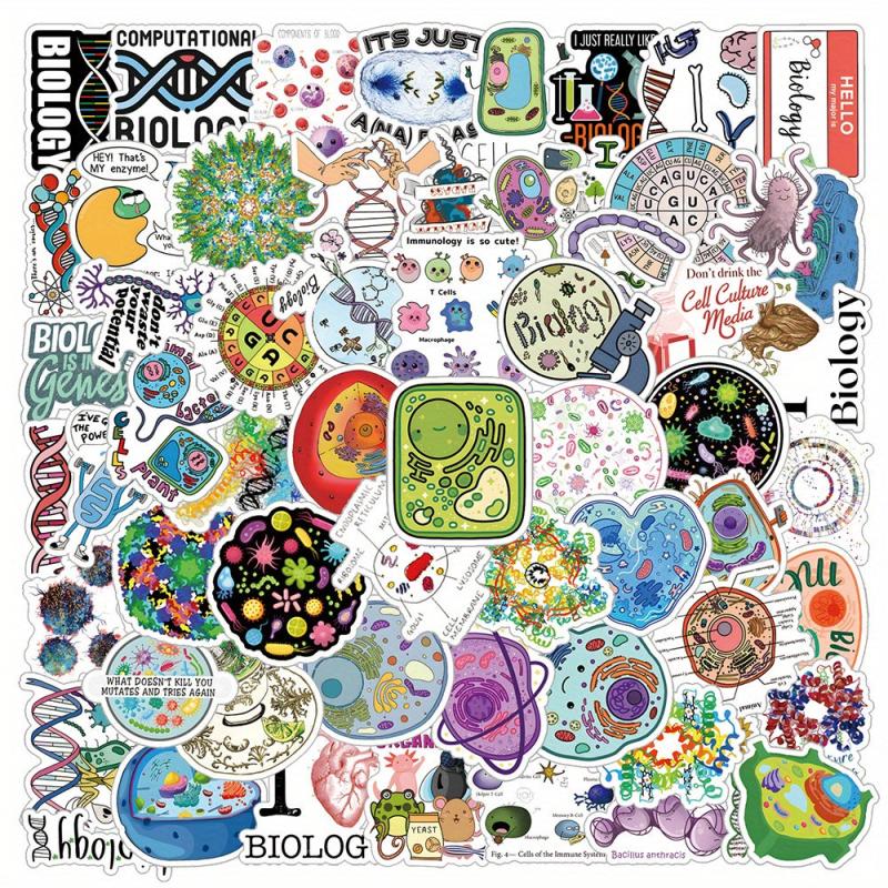 61pcs Biology Stickers Cartoon Aesthetics Vinyl Waterproof Stickers