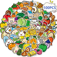 100pcs Fruit Vegetable Intelligence Puzzle Stickers for Kids Teens Adults