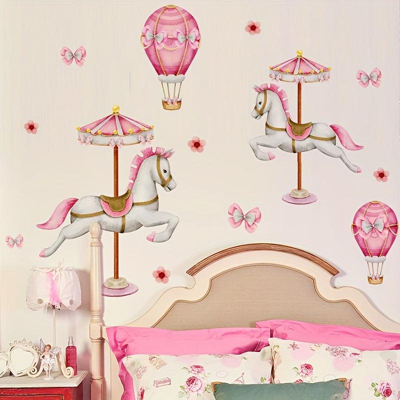 Pink Carousel Hot Air Balloon Wall Sticker